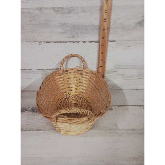 Small Sized Light Colored Decorative Farmhouse Basket With Handles - Picture 4 of 16